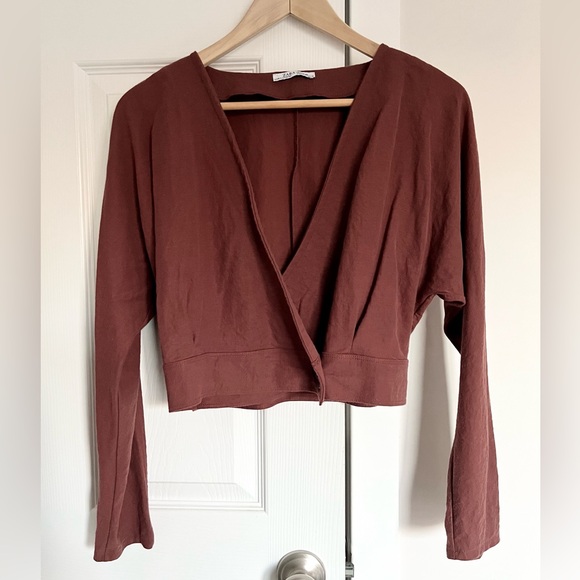 Zara Crop Wrap Top in Rust Red (Size S) - Picture 1 of 4